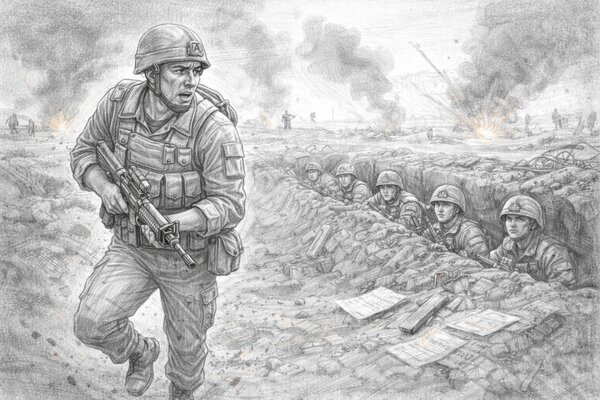 Creative team collaborating around a table with laptops, notebooks, and design printouts