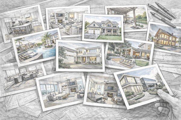 Real estate agent reviewing property listing photos on a tablet