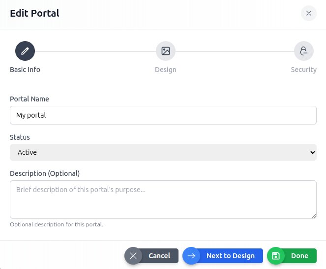 Portal settings - design, logo, title, description