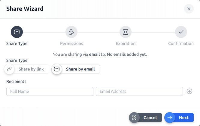 Share options - email or copy link